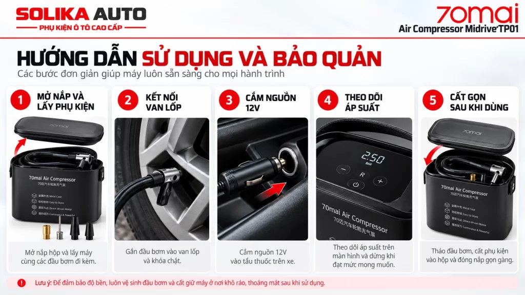 Hướng Dẫn Sử Dụng Máy Bơm Lốp 70mai TP01
