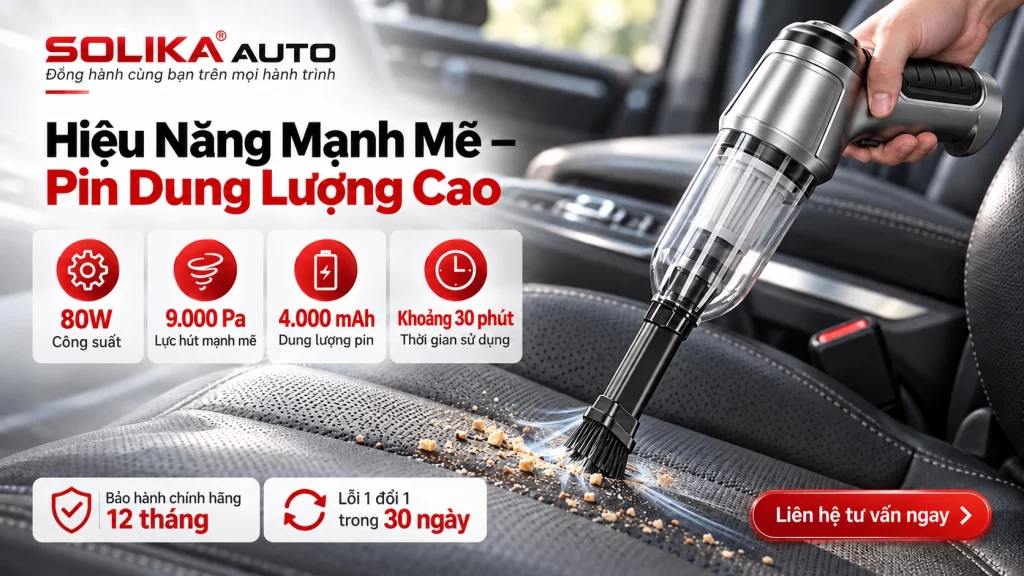 Máy hút bụi cầm tay Suitu ST-6645 đang làm sạch khe ghế ô tô, sofa, bàn làm việc và góc tủ.