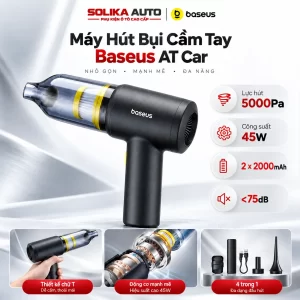 Máy hút bụi cầm tay R-6053 chụp góc nghiêng, thân máy đen bạc bóng và cốc chứa bụi trong suốt.