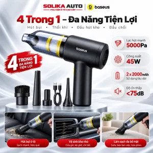 Máy hút bụi cầm tay không dây R-6053 đặt thẳng đứng, đầu hút hướng lên trên và tay cầm vòng cung ở phía dưới.