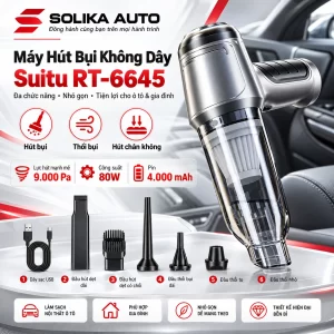 Máy hút bụi không dây Suitu ST-6645 đa chức năng công suất 80W, lực hút 9000Pa, thiết kế nhỏ gọn cho ô tô và gia đình.