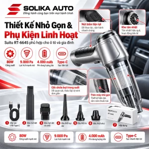 Máy hút bụi Suitu ST-6645 tích hợp 3 chức năng hút bụi, thổi bụi và hút chân không, hỗ trợ vệ sinh nội thất ô tô và gia đình.