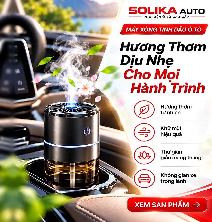 Máy xông tinh dầu ô tô khử mùi, hương thơm tự nhiên - Solika Auto