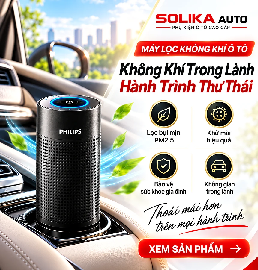 Máy lọc không khí ô tô Philips lọc bụi mịn PM2.5, khử mùi - Solika Auto