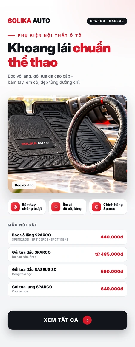 Bọc vô lăng và gối tựa đầu Sparco, Baseus chính hãng – phụ kiện nội thất ô tô thể thao